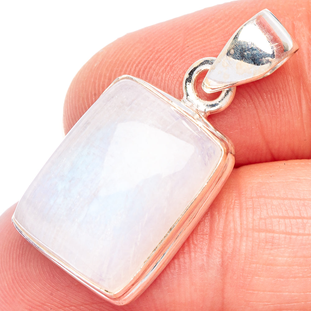 Rainbow Moonstone Pendant 1 1/8" (925 Sterling Silver) P44141