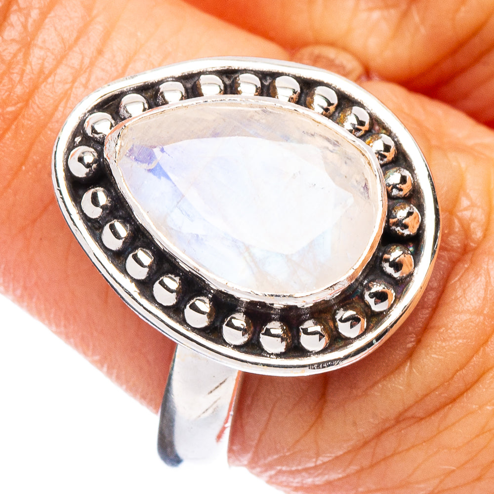 Rainbow Moonstone Ring Size 8 (925 Sterling Silver) R7908