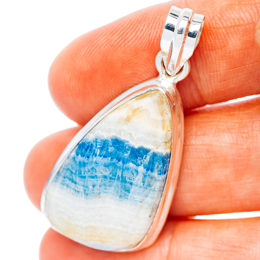 Blue Scheelite Pendant 1 5/8" (.925 Sterling Silver)