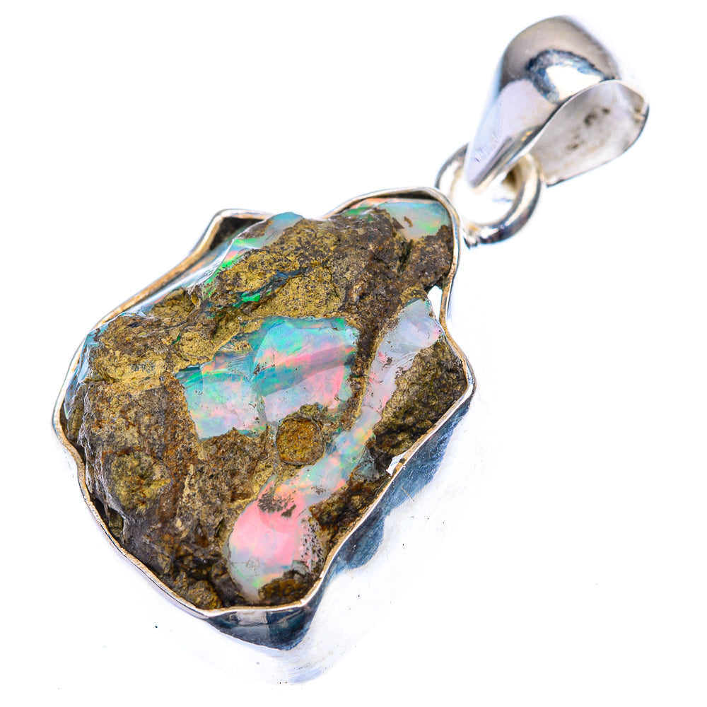 Raw Ethiopian Opal Pendant 1 3/8" (925 Sterling Silver) PD38540