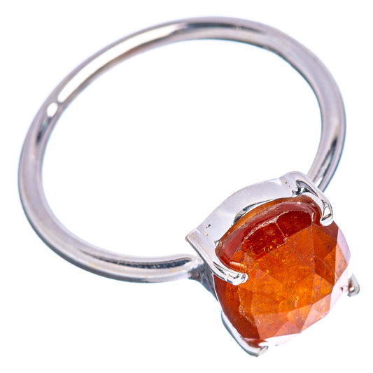 Oval orange kyanite ring, .925 sterling silver band with prong-set stone