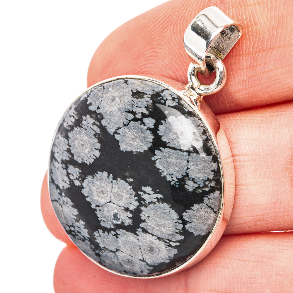 Snowflake Obsidian Pendant 1 1/2" (.925 Sterling Silver)