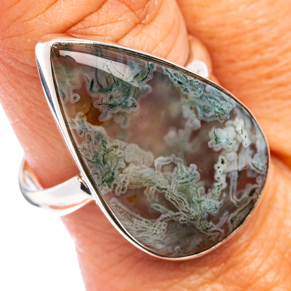 Premium Green Moss Agate Ring Size 11 Adjustable (.925 Sterling Silver)