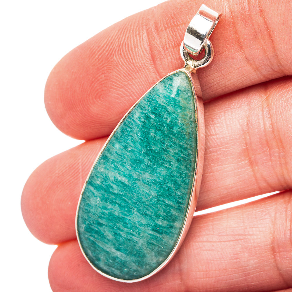 Amazonite Pendant 1 7/8" (.925 Sterling Silver)