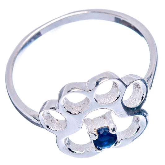 Sterling silver paw ring with blue quartz and rounded pad setting
