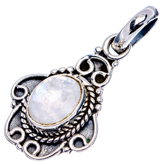 925 sterling silver moonstone pendant with oval stone and decorative loop settings