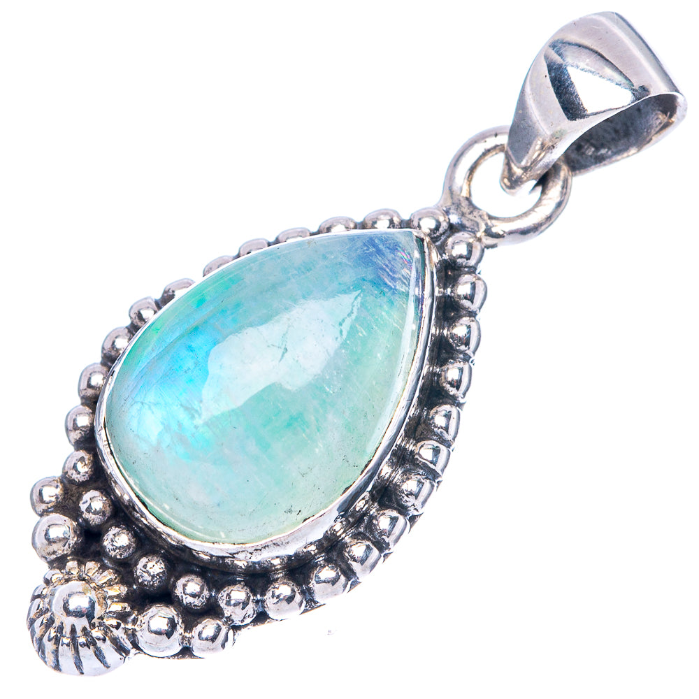 Green Moonstone Pendant 1 1/4" (925 Sterling Silver) P42489