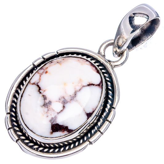 Oval jasper pendant with white stone and dark veining in ornate sterling silver frame