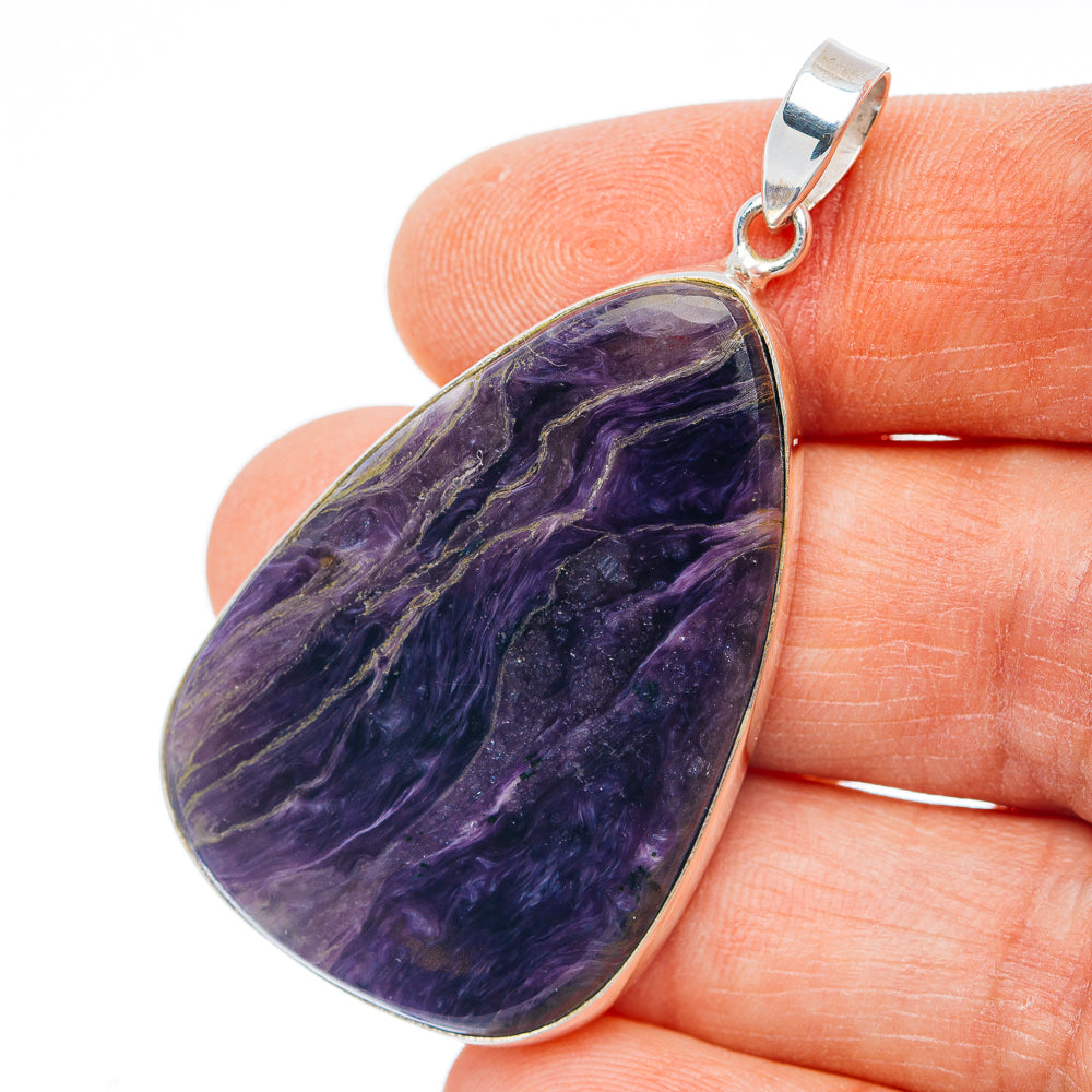 Premium Charoite Pendant 2" (.925 Sterling Silver)