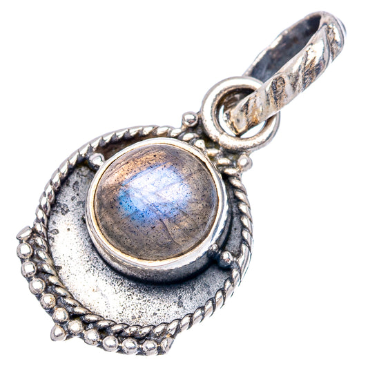 Sterling silver labradorite pendant, oval stone with blue flash in textured halo