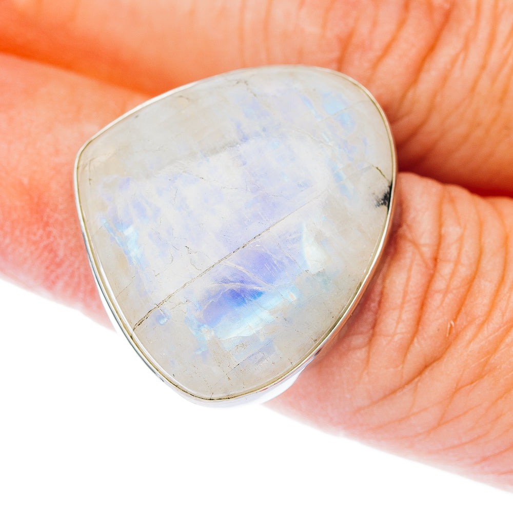 Large Premium Rainbow Moonstone Ring Size 6.75 (.925 Sterling Silver)