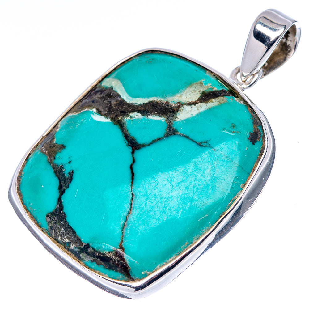 Premium Tibetan Turquoise Pendant 1 5/8" (.925 Sterling Silver)