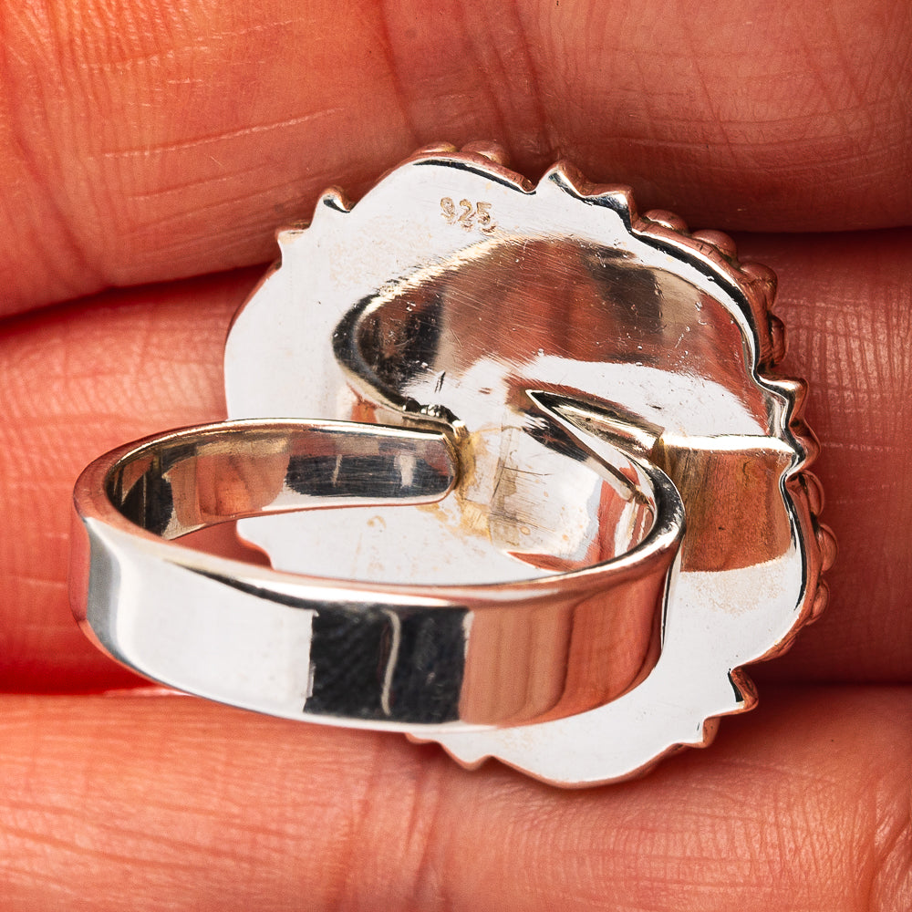 Exclusive Southwestern Style Aurora Opal Ring Size 7 Adjustable (.925 Sterling Silver)