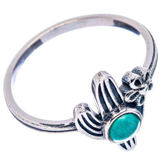 Turquoise cabochon cactus ring in .925 sterling silver, side view