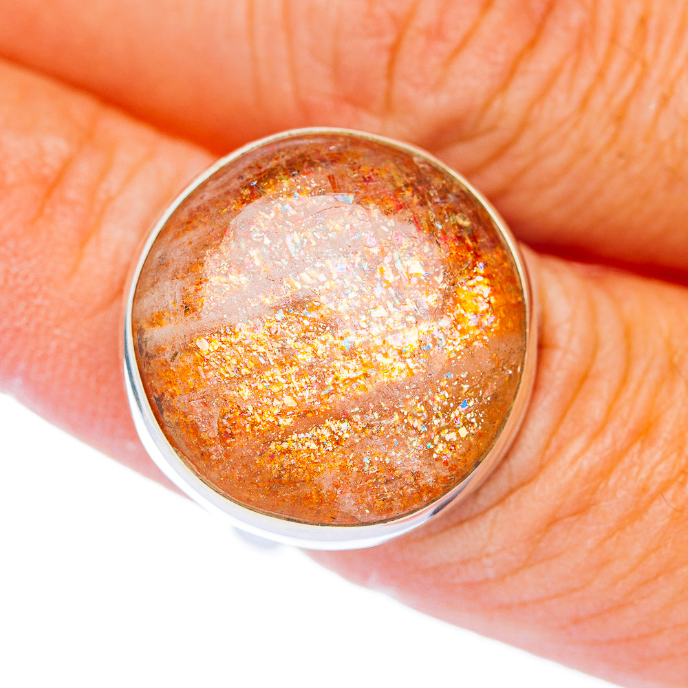 Premium African Sunstone Ring Size 7 Adjustable (.925 Sterling Silver)