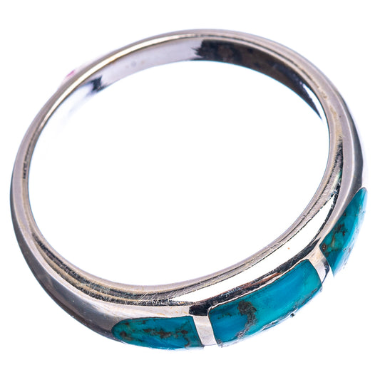 Sterling silver turquoise ring, polished band with turquoise inlay segments
