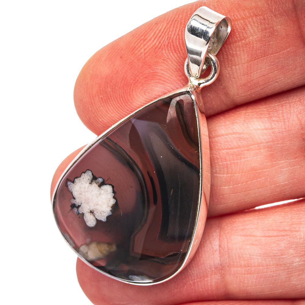 Montana Agate Pendant 1 5/8" (.925 Sterling Silver)