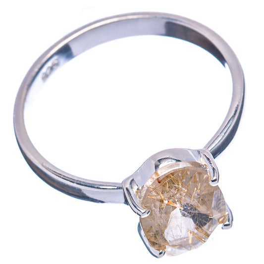 Sterling silver rutilated quartz ring, oval clear stone in silver prong setting