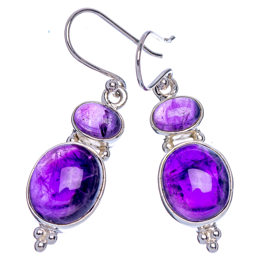 Amethyst Earrings 1 5/8" (925 Sterling Silver) E433277
