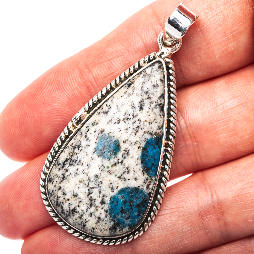 Premium K2 Blue Azurite Pendant 2 1/8" (.925 Sterling Silver)