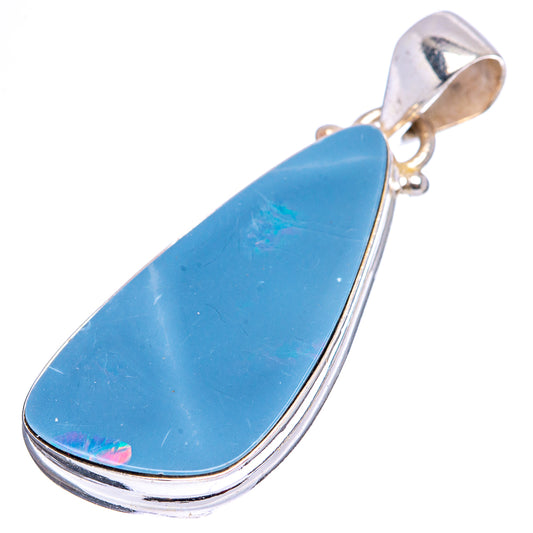 Sterling silver opal pendant with blue teardrop gemstone and polished bail