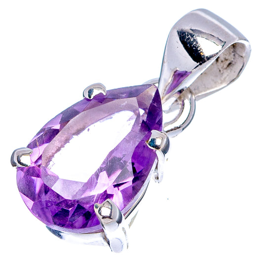 Faceted amethyst oval pendant with .925 sterling silver setting and small prongs