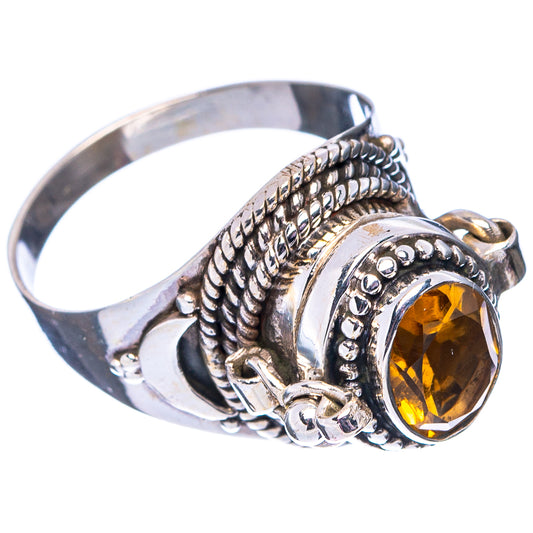 Sterling silver citrine oval ring with raised setting and bead-and-rope detailing