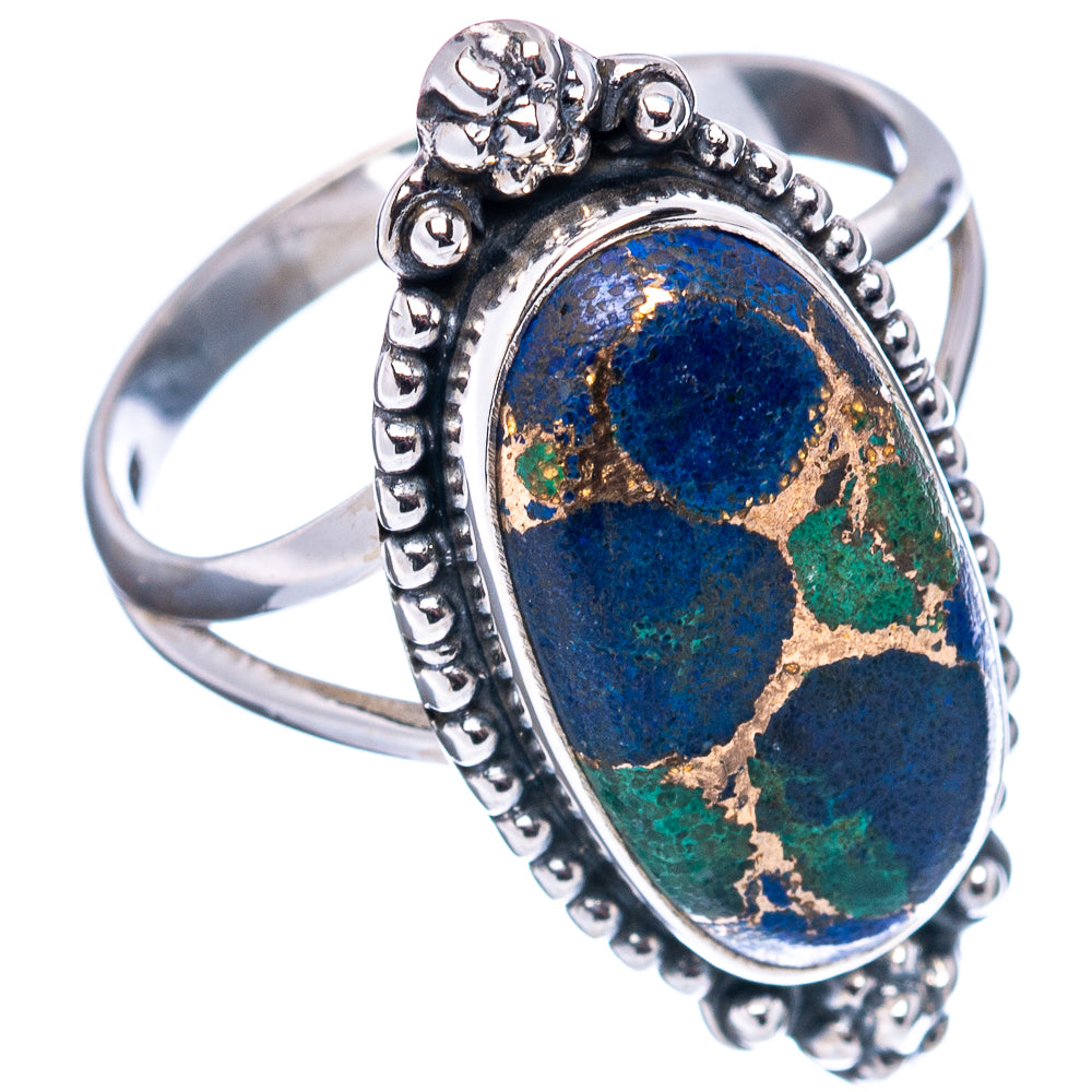 Azurite In Malachite Ring Size 8 (.925 Sterling Silver)