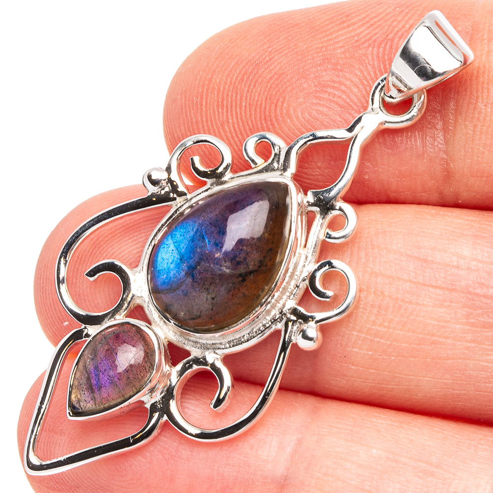 Labradorite 925 Sterling Silver Premium Pendants 1 3/4" (925 Sterling Silver) P43750