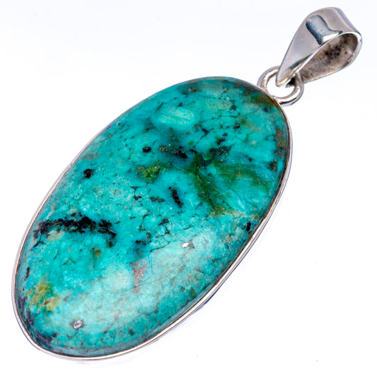 Premium African Turquoise Jasper Pendant 2" (.925 Sterling Silver)