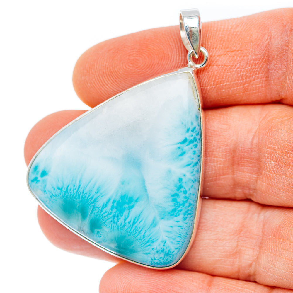 Premium Larimar Pendant 2" (.925 Sterling Silver) Carat