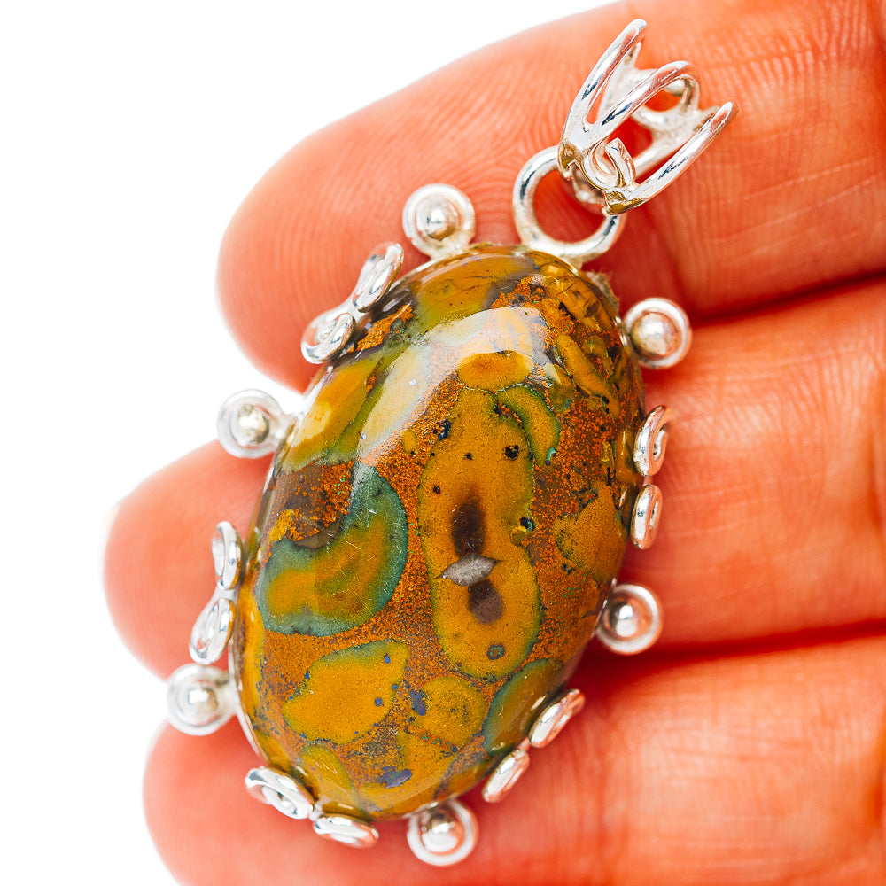 Bamboo Jasper Pendant 1 5/8" (.925 Sterling Silver)