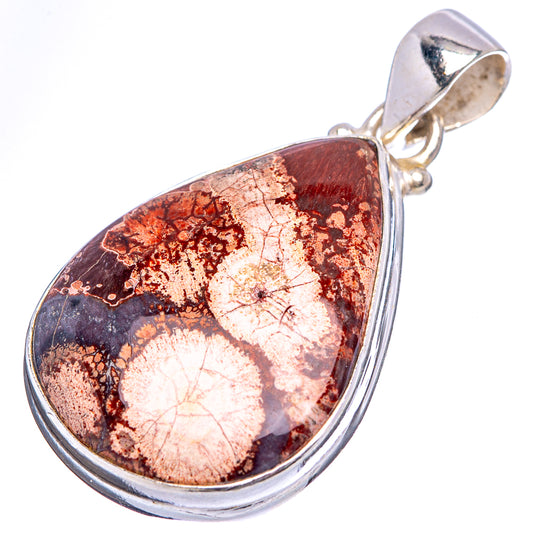 Teardrop jasper pendant with marbled copper and dark tones, .925 sterling silver loop