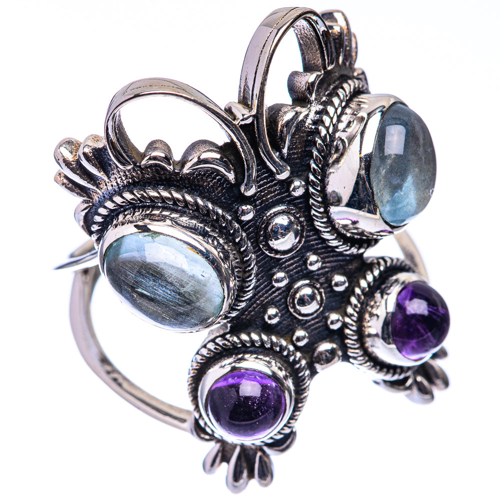 Large Aquamarine, Amethyst Ring Size 9.75 (925 Sterling Silver) R141178
