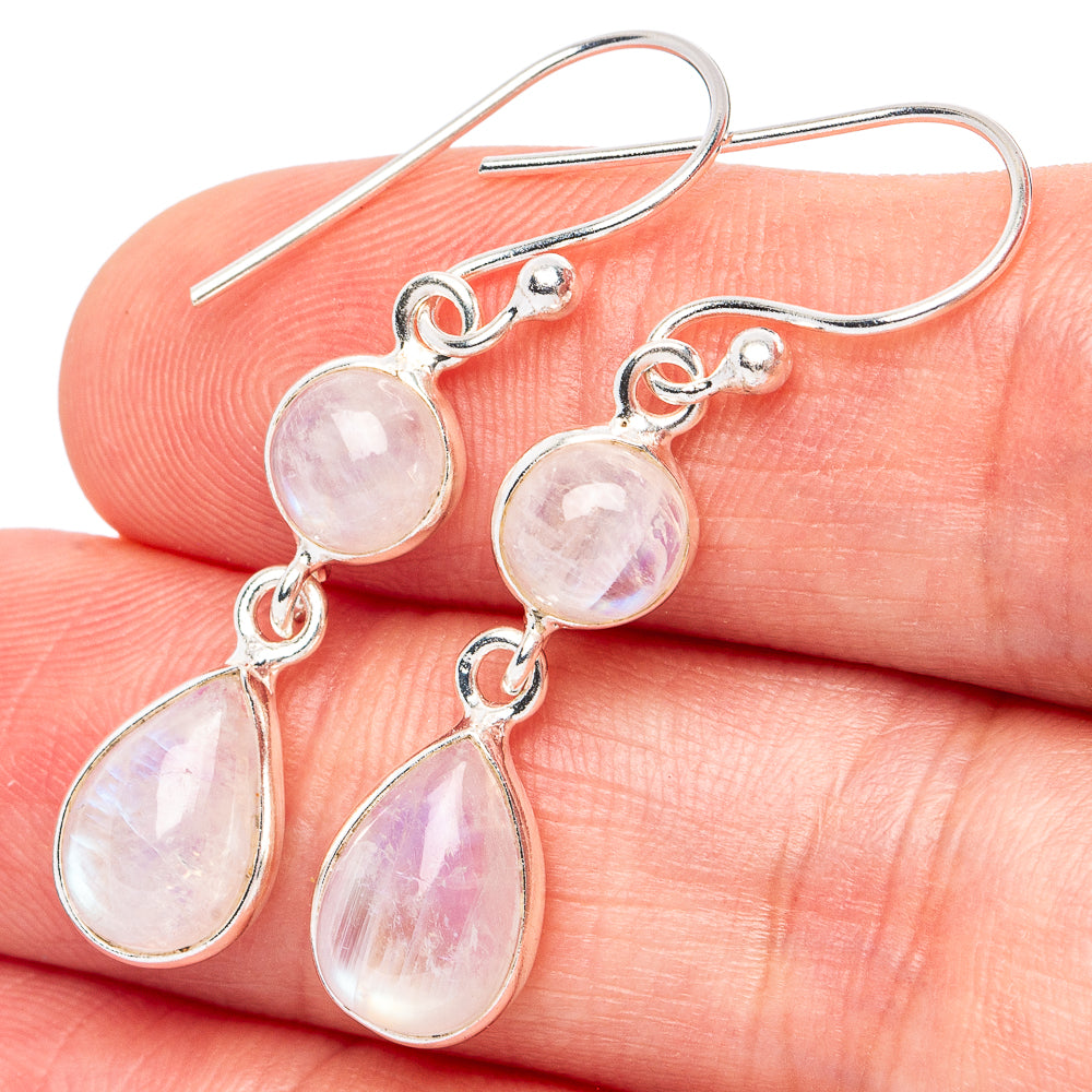 Rainbow Moonstone Earrings 1 1/2" (925 Sterling Silver) E3033