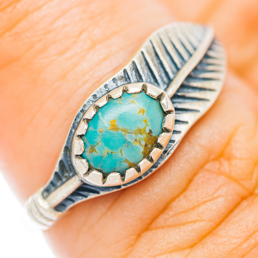 Mojave Turquoise Feather Ring Size 6 (.925 Sterling Silver)