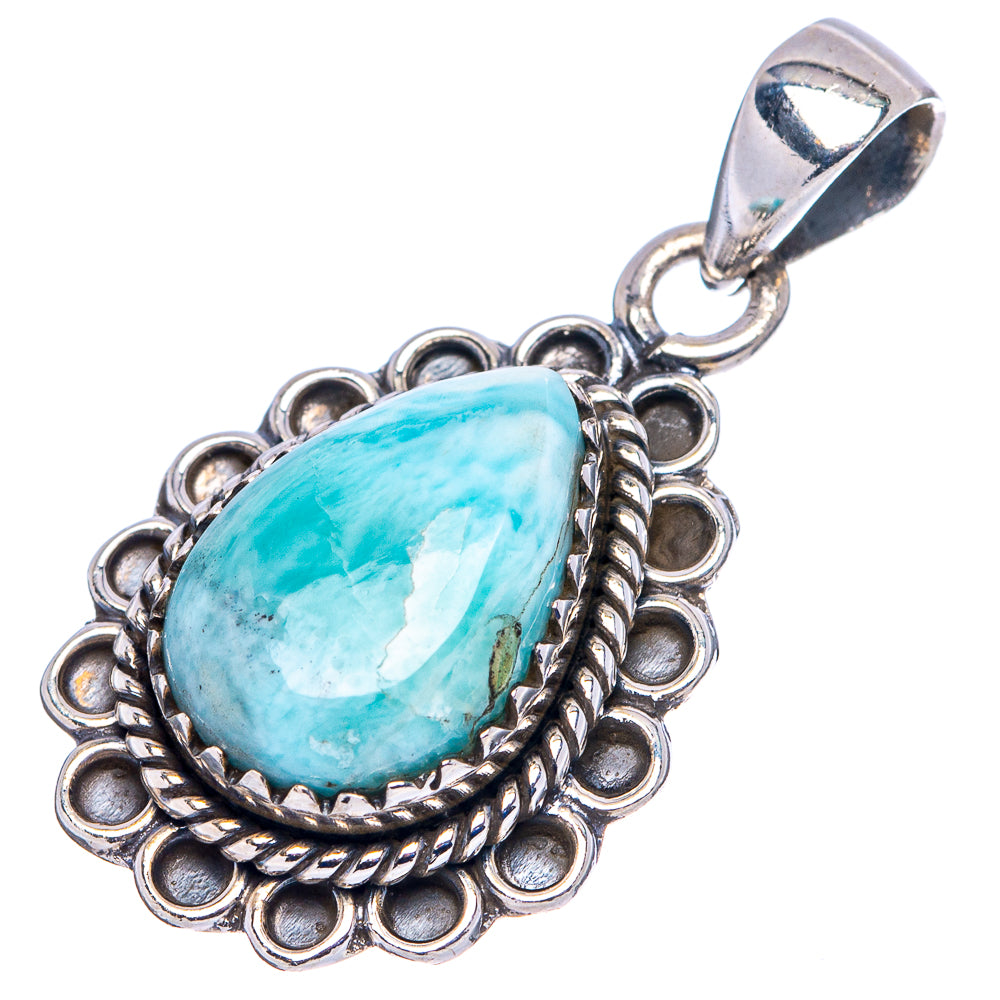 Rare Larimar Pendant 1 1/4" (.925 Sterling Silver)