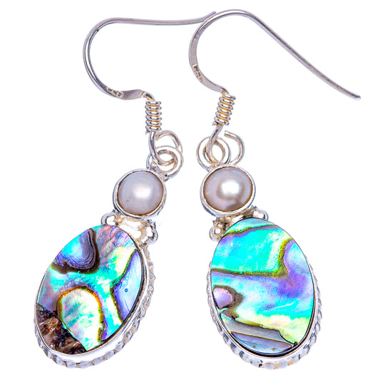 Abalone Shell, Cultured Pearl Earrings 1 5/8" (925 Sterling Silver) E433438