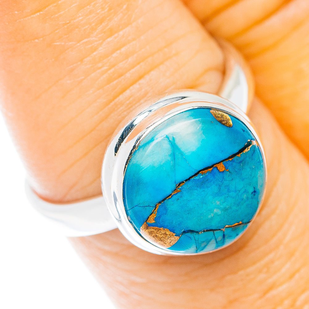 Ice Blue Dahlia Turquoise Ring Size 8 (.925 Sterling Silver)