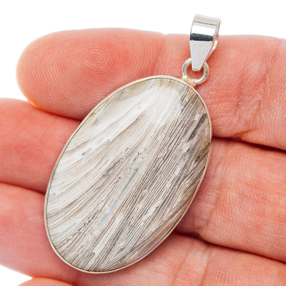 Premium Mexican Lattice Agate Pendant 1 7/8" (.925 Sterling Silver)