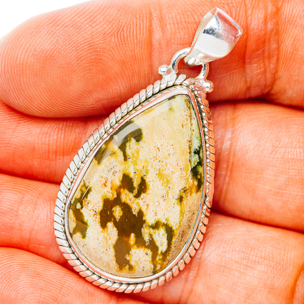 Chrome Chalcedony Pendant 1 5/8" (.925 Sterling Silver)