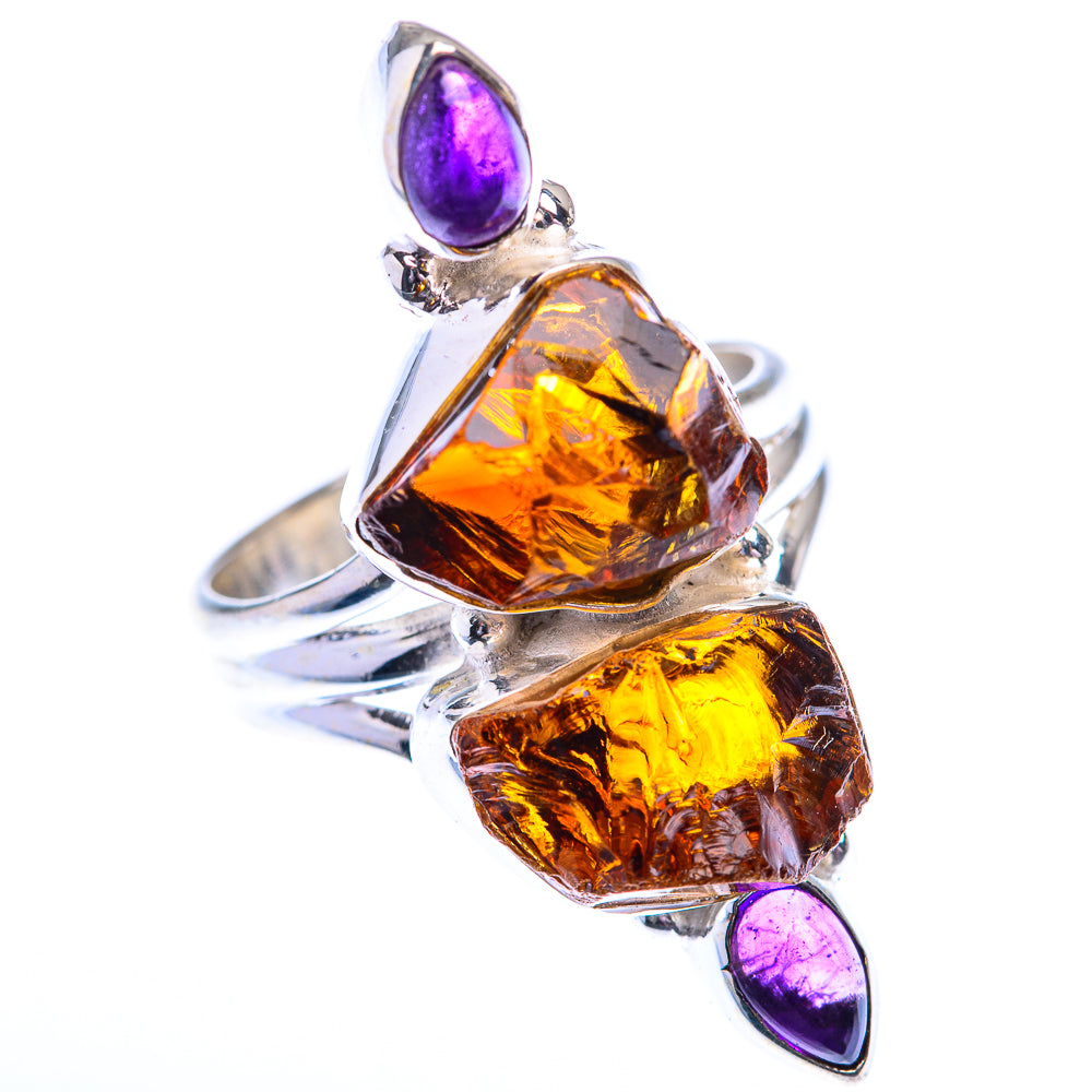 Raw Citrine, Amethyst 925 Sterling Silver Ring Size 7.5 (925 Sterling Silver) RING140323