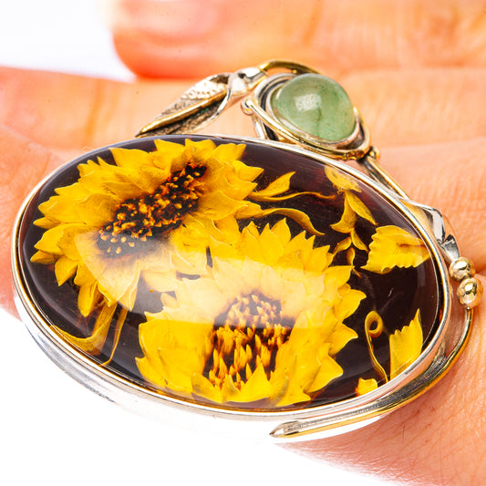 Amber Intaglio Sunflower Ring Size 7 Adjustable (925 Sterling Silver) R3829