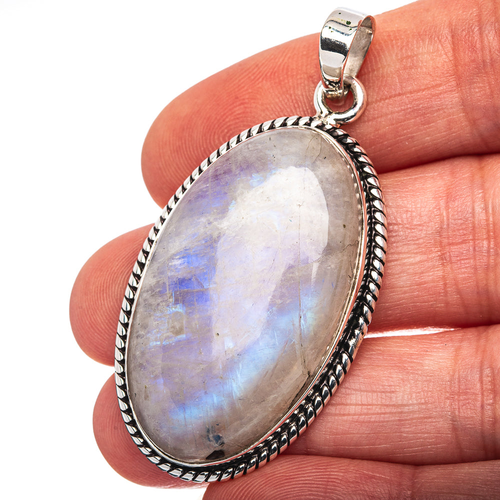 Rainbow Moonstone Pendant 2 1/8" (.925 Sterling Silver)
