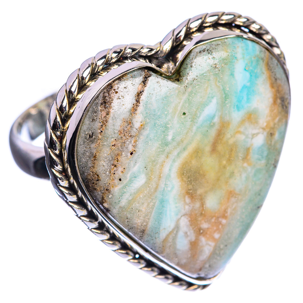 Large Amazonite 925 Sterling Silver Ring Size 8