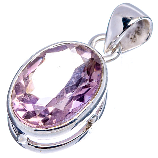 Oval amethyst faceted pendant with .925 sterling silver bail and bezel