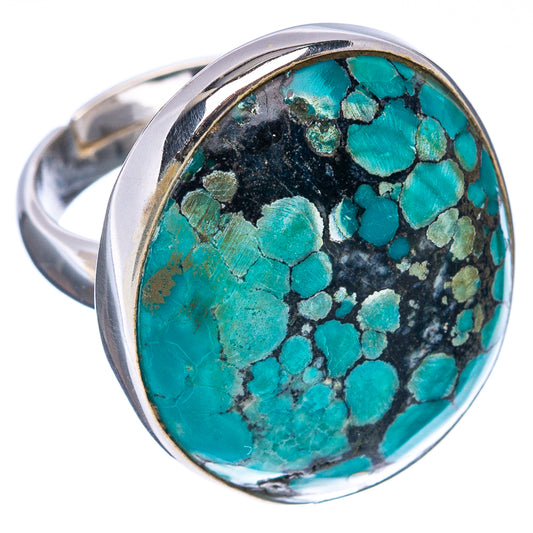 Premium Tibetan Turquoise Ring Size 6 Adjustable (.925 Sterling Silver)