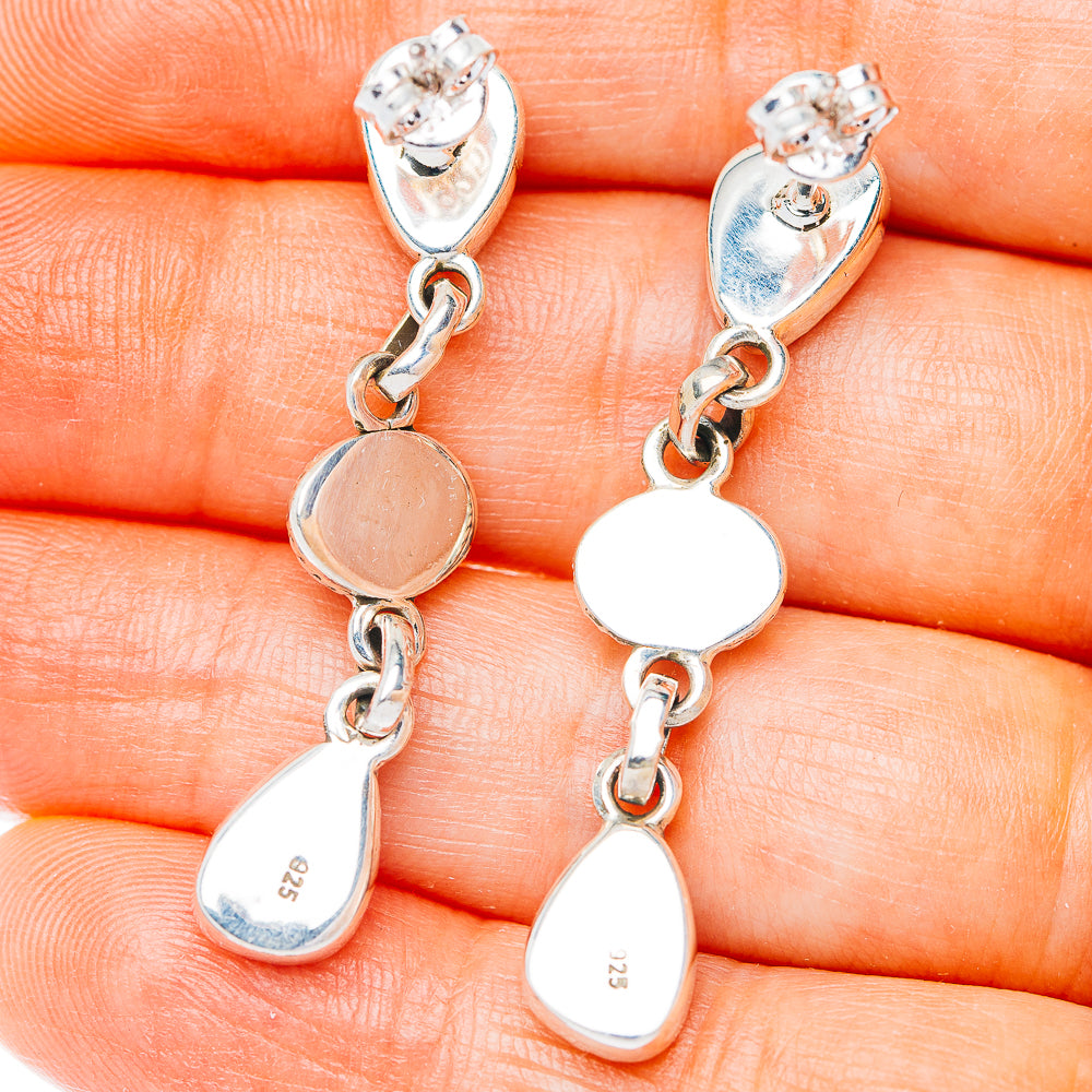 Exclusive Southwestern Style Cotton Candy Dahlia Turquoise Earrings 1 5/8" (.925 Sterling Silver)