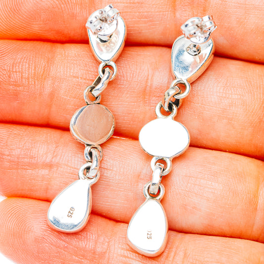 Exclusive Southwestern Style Cotton Candy Dahlia Turquoise Earrings 1 5/8" (.925 Sterling Silver)