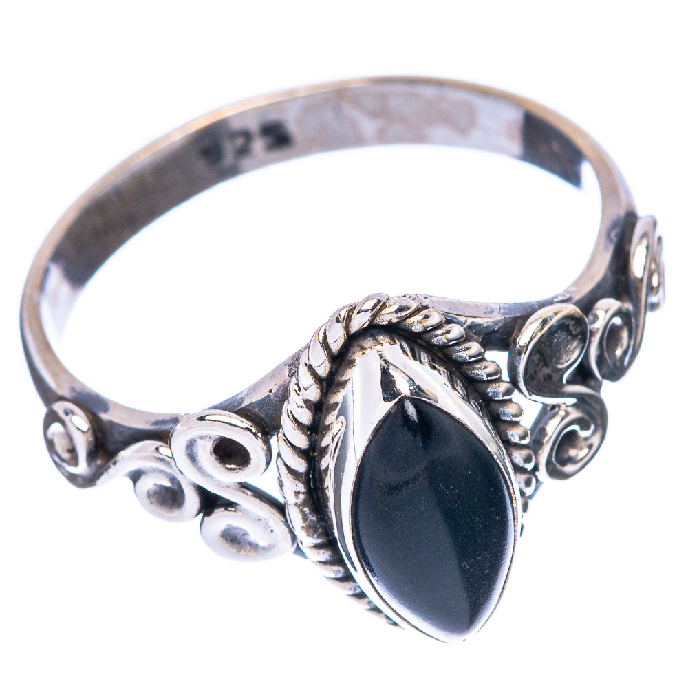 Black Onyx Dainty Ring Size 6.75 (925 Sterling Silver) R5761